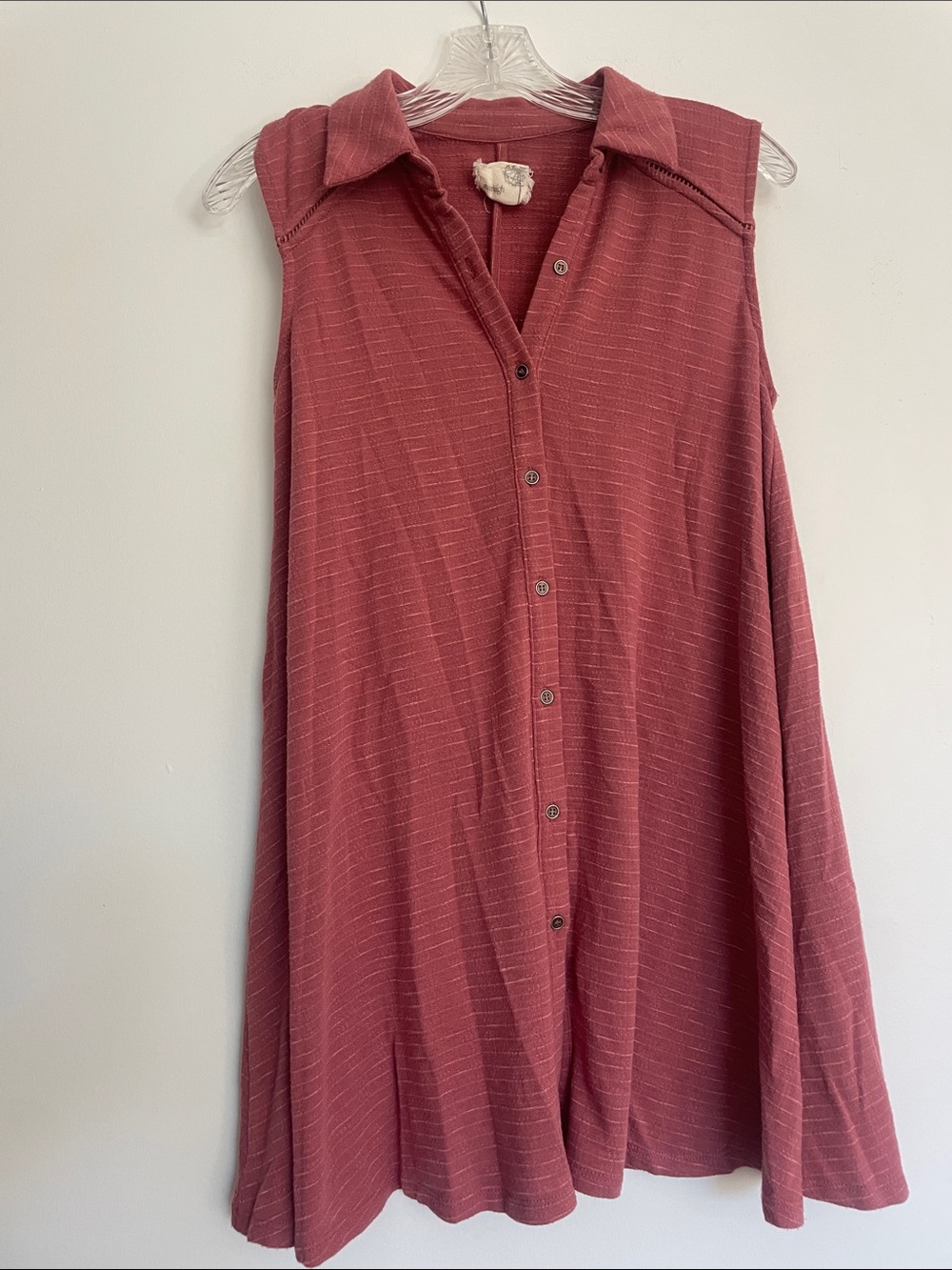Sleeveless Button-Front A-Line Tunic/mini dress - Dusty Rose